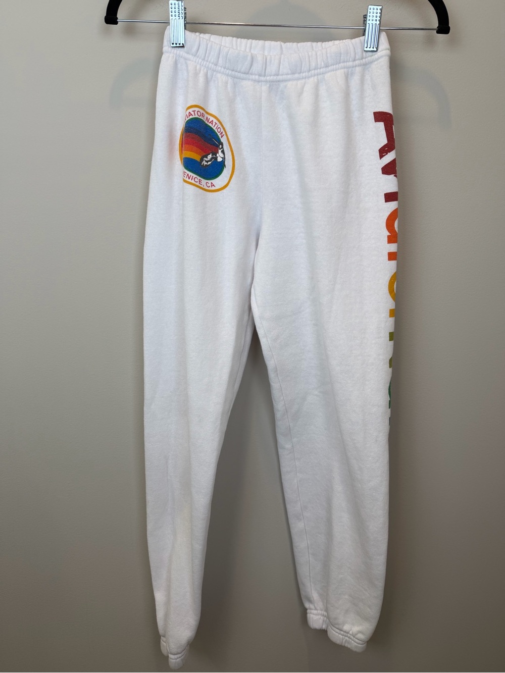 Aviator Nation Kids Rainbow Sweatpants White Size 10 Venice CA